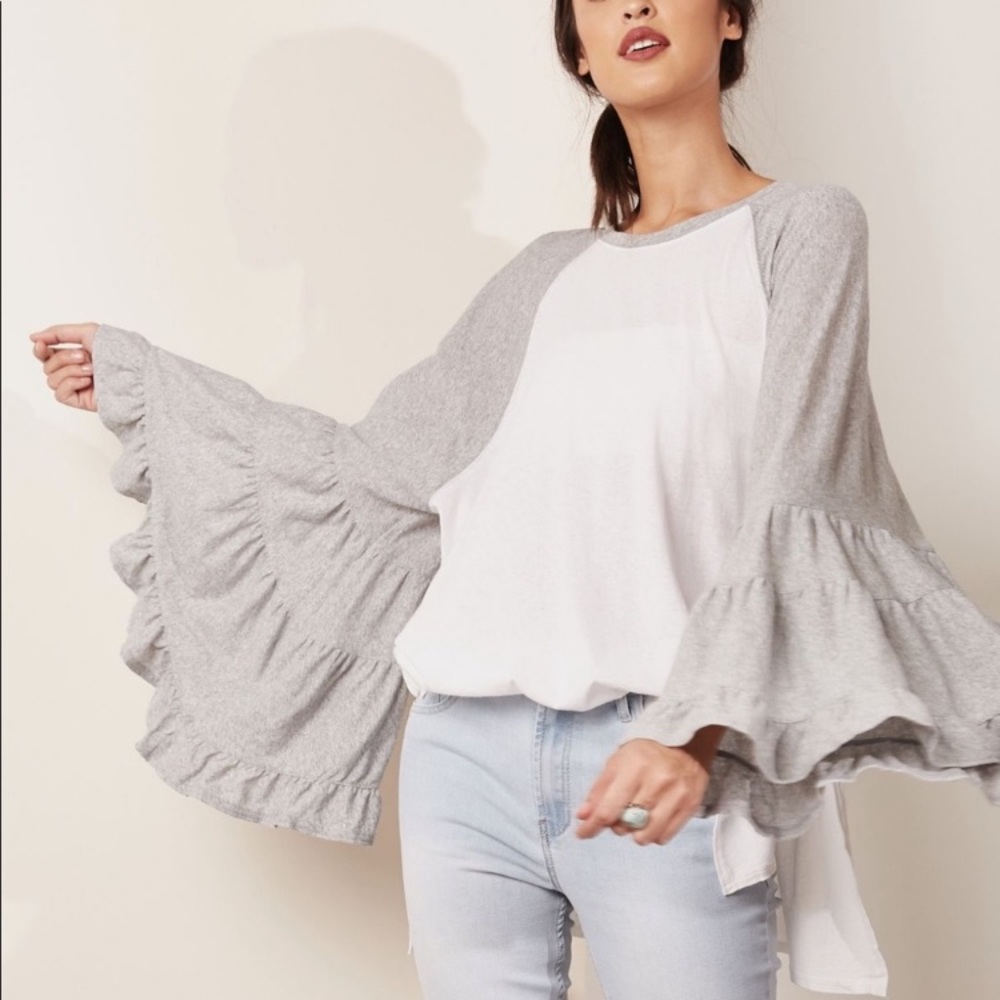 Free People No Crying in Baseball Tee with Bell Sleeves in Large